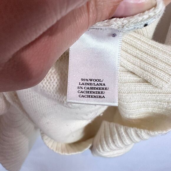 Ann Taylor Wool Cashmere Blend Turtleneck Jumper Sweater Sz M Ivory Cream Knit - Picture 9 of 10